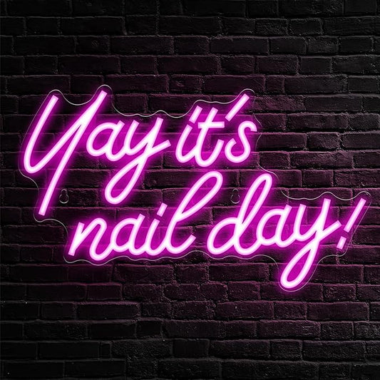 Kavaas Yay It's Nail Day Neon Sign - Neon Sign for Salon Bar, Beauty Room, Bedroom - Great Gift for Nail Tech Girls, Christmas, Birthday