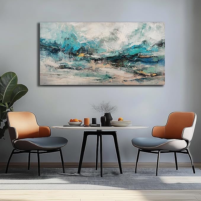 Belmrxne Abstract Wall Art Green and Gold Wall Decor Cool Artwork for Living Room Bedroom Dining Room Office Home Decor 20x40 Inch