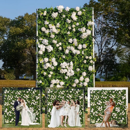 Artificial Luxury‌ Flower Wall Panels, Gorgeous 3D Silk Floral Backdrop for Wedding, Baby Show, Party and Home Decor, Quick Assembly/Storage, Eco ＆ Pet Friendly, 2 pcs, Each Panel 2 * 8 ft.