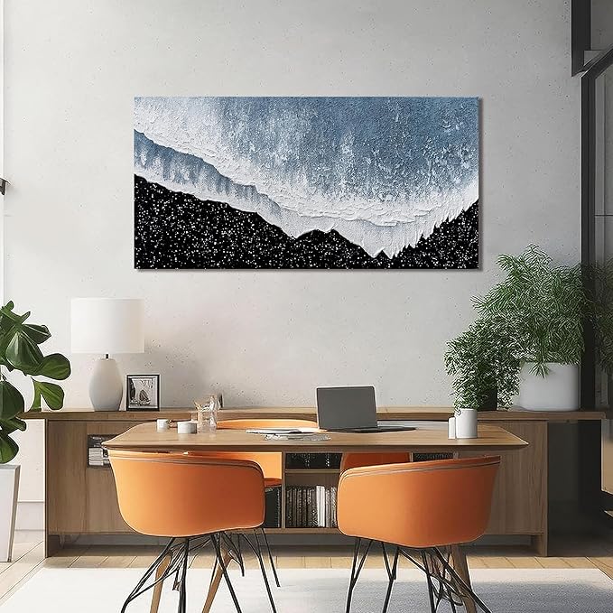 Canvas Wall Art Decor Modern Large Wall Art For Living Room Blue Beach Wall Art Prints Black and White Wall Art Decor Wall Pictures Canvas Art Work For Bedroom Office Kitchen Wall Decor 20"x40"