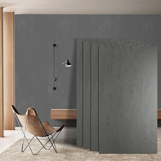 KASARO 3D Faux Stone Wall Panels, 4 PCS MCM Flexible Wainscoting Panels for Exterior/Interior Decor, Modified Clay Material, Accent for Home, Art, Commercial, Cement Grey, 47.2 × 23.6 inch