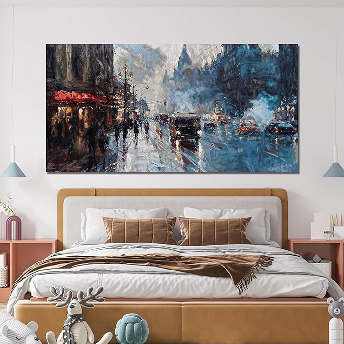 Canvas Wall Art Decor Modern Wall Art Pictures for Living Room Abstract Canvas Art Wall Decor City Corner Wall Art Prints Artwork for Walls Wall Decorations Bedroom Home Aesthetic Wall Art Decor 20" X 40"