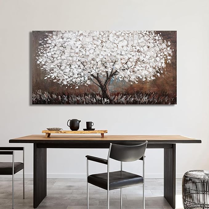 Canvas Wall Art Decor Artwork for Walls Black and White Wall Art Decor for Living Room Tree of Life Wall Art Vintage Tree Flower Wall Decor Art Paintings Prints for Room Home Office Wall Decor 24"X48"