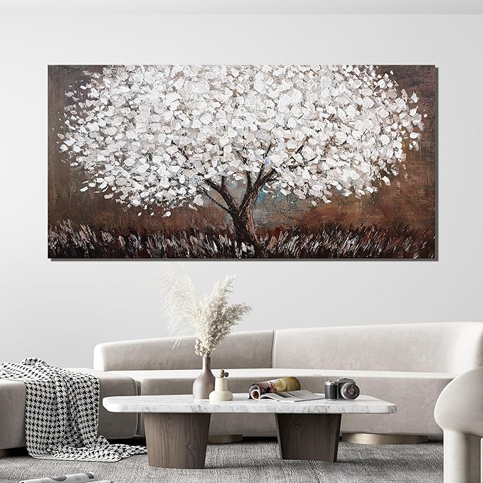 Canvas Wall Art Decor Artwork for Walls Large Black and White Wall Art Decor for Living Room Tree of Life Wall Art Vintage Tree Flower Wall Decor Art Paintings for Room Home Office Wall Decor 29"X58"