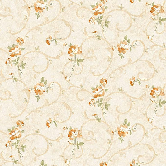 17.5"x315" French Country Wallpaper Beige Vintage Floral Peel and Stick Wallpaper for Accent Walls Yellow Wild Flowers Rustic Boho Contact Paper Floral Removable Contact Paper Wall Decorative