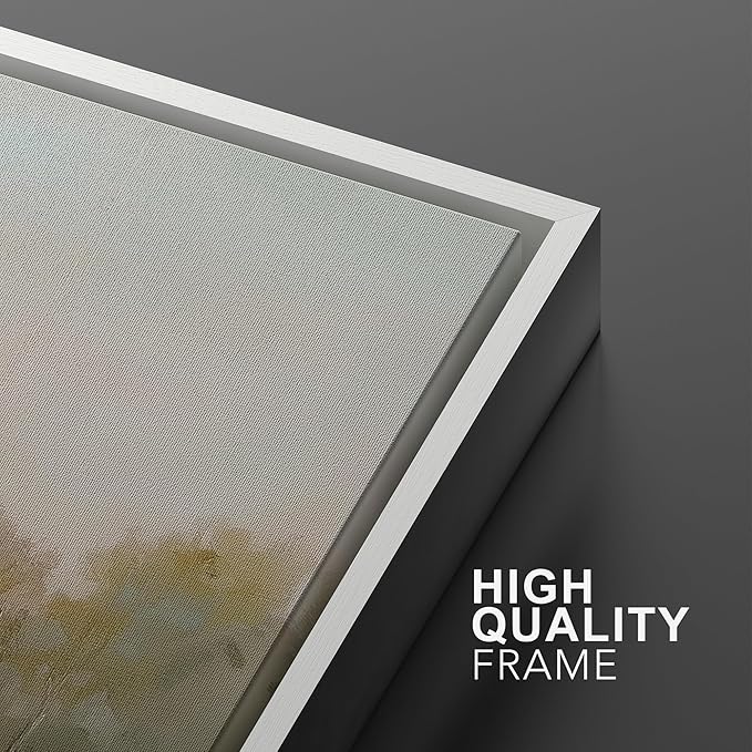 MUDECOR Framed Wall Art Print Set Soft Pastel Landscape Serene Waters and Reflections Illustrations Modern Art Boho Decorative Colorful Chic for Living Room, Bedroom, Office - 16"x24"x3 White