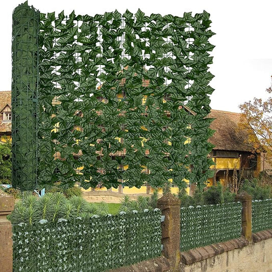 Artificial Ivy Privacy Fence Screen: 140"x 40"(39.2 SQFT) UV-Anti Faux Hedge Fence and Fake Ivy Vine Leaf Wall Panels for Indoor&Outdoor Green Backdrop, Garden Greenery Decor