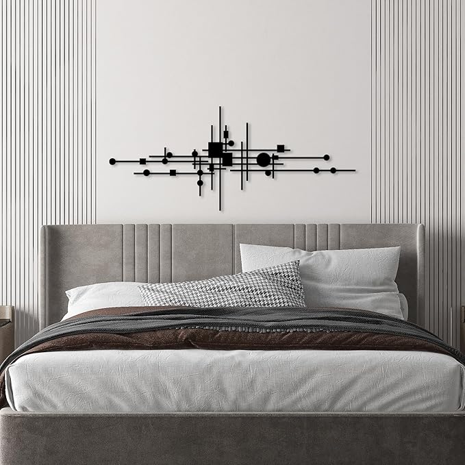 Modern Geometric Abstract Metal Wall Art, Modern Luxury Wall Decor, Mid Century Sign, Large Metal Wall Sculpture for Home, Layered Wall Decoration, Wall Hanging for Hallway Decor