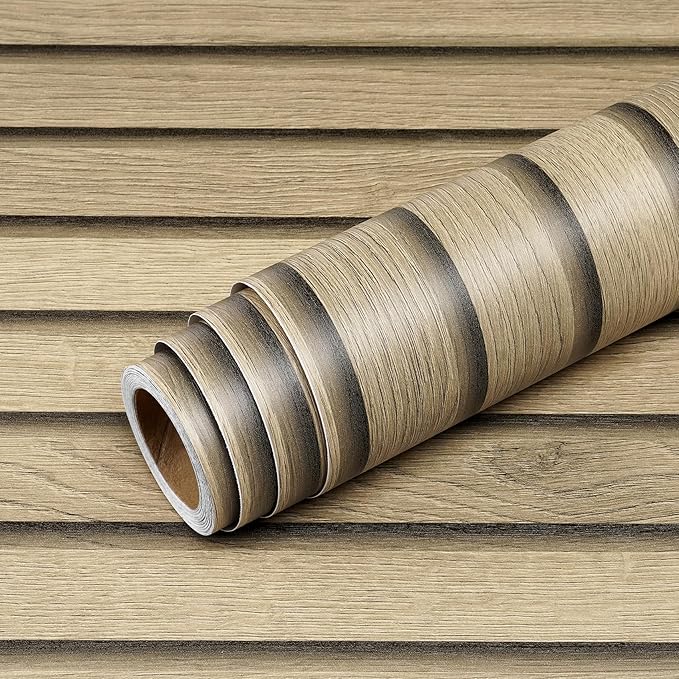 Livelynine Peel and Stick Wallpaper Wood Slats Self Adhesive Wall Paper 15.8x197 Faux Wood Contact Paper Peel and Stick Accent Wall Vinyl Cubicle Wallpaper Natural Wooden Slats for Wall Decor Bedroom