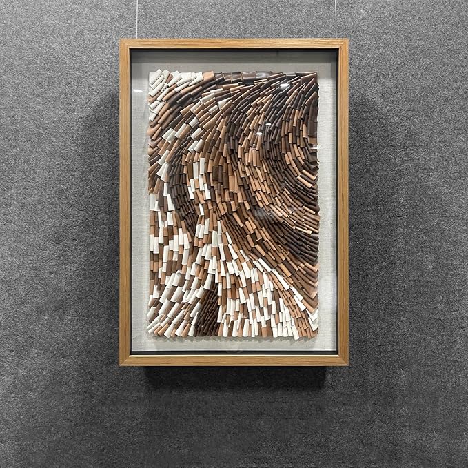 BrightA The Texture Leather Collage Craft Painting With A Contrast Of Brown And White Colors Adds An Artistic Atmosphere And Style To The Space 27.5"x39.4"