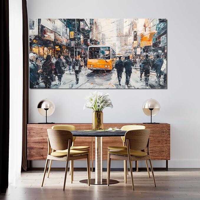 AIXMGSJS Canvas Wall Art Decor Large Wall Art for Living Room Modern Large Wall Art Prints Abstract Canvas Art Wall Decor City Life Pictures Decorations Artwork for Walls Home Office Decor 24" X 48"