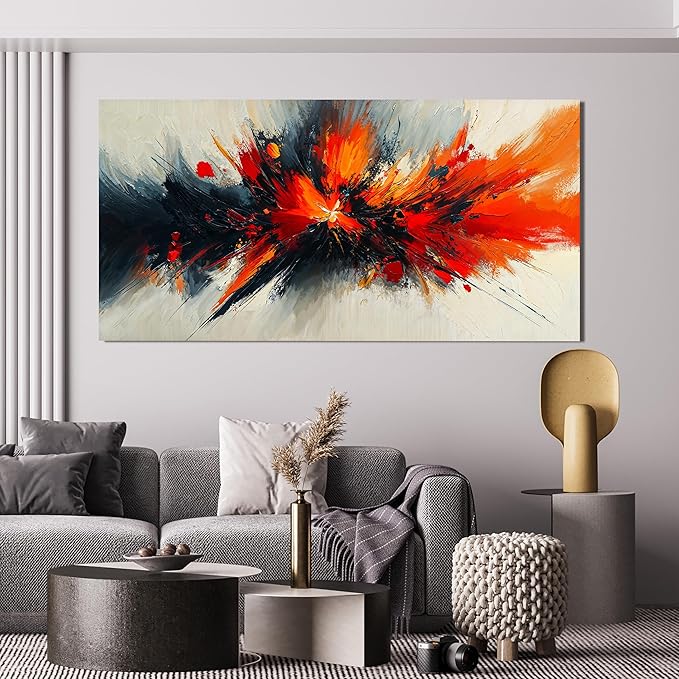 Canvas Wall Art Decor Large Wall Pictures for Living Room Abstract Black and White Wall Art Decor Abstract Artwork for Walls Modern Abstract Red Wall Art Prints Bedroom Office Wall Decor 24" X 48"