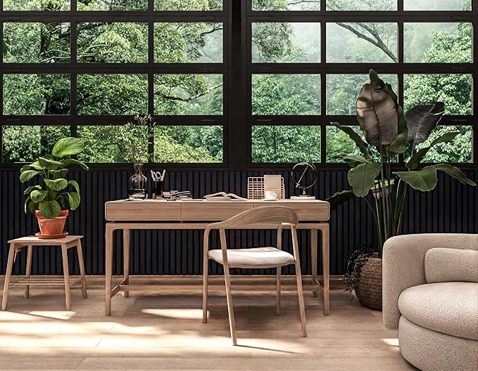 2-Pack 94” x 12.6” Acoustic Wood Wall Panels – 3D Slat Soundproofing for Walls & Ceilings – Elegant Decorative Panels for Modern Interior Design (Dark Blue)