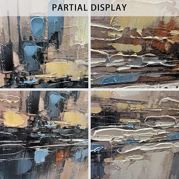 Large Abstract Canvas Wall Art for Living Room Blue Pictures Wall Decor for Bedroom Vintage City Home Office Decor 29 x 58 inches