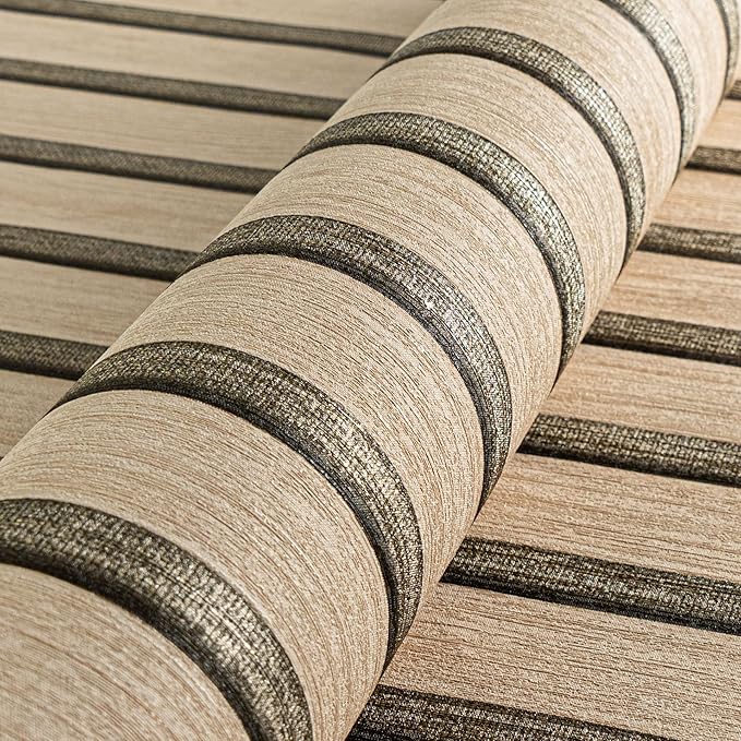 A.S. Création Non-Woven Wallpaper with Wall Panel Motif with Metallic Effect 0,53 x 10,05 m - Beige Brown Gold Metallic - Wood Look Wallpaper Made in Germany - 786651