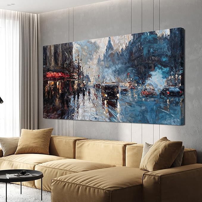 Canvas Wall Art Decor Modern Wall Art Pictures for Living Room Abstract Canvas Art Wall Decor City Corner Wall Art Prints Artwork for Walls Wall Decorations Bedroom Home Aesthetic Wall Art Decor 20" X 40"