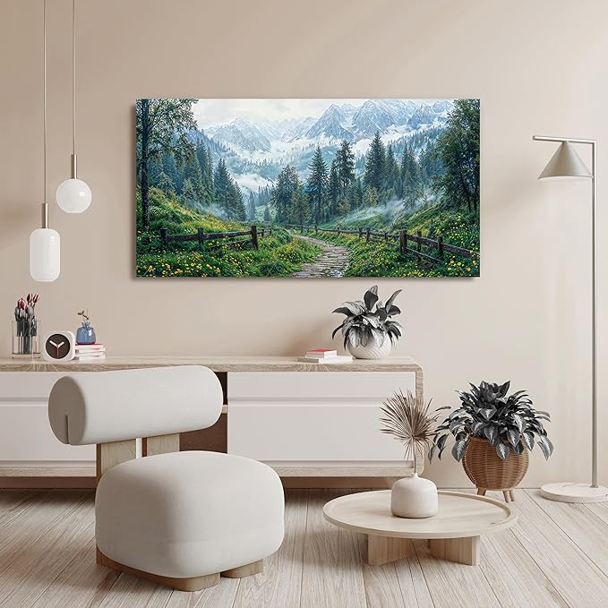 Canvas Wall Art Decor Canvas Art Wall Decor Nature Landscape Wall Art Decorations Wall Art Pictures for Living Room Artwork for Walls Modern Green Forest Wall Art Prints Bedroom Office Decor 20"X40"