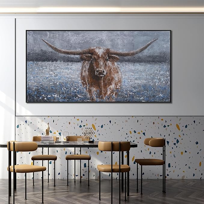 KUPTEU Canvas Oversized Wall Art Decor Large Wall Art For Living Room Framed Modern Wall Art Prints Canvas Art Wall Decor Highland Cow Artwork For Walls Bedroom Office Decor 29" x 58"