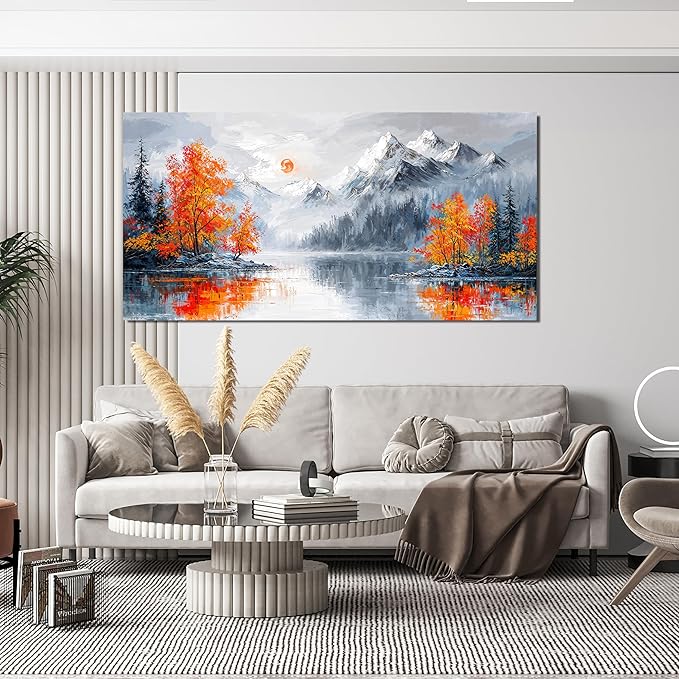 Canvas Wall Art Decor Wall Art Pictures for Living Room Artwork for Walls Large Vintage Forest Wall Art Prints Canvas Art Wall Decor Landscape Mountain Wall Art Bedroom Home Aesthetic Art Decor 24" X 48"