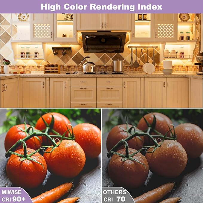 MIWISE COB LED Strip Lights 65.6ft/20m,UL-Listed CRI 90+ Dimmable 3000K Warm White Super Bright,with APP Control/RF Remote,Work with Alexa/Google,for Home/Cabinet/Bedroom/Kitchen DIY Lighting Projects