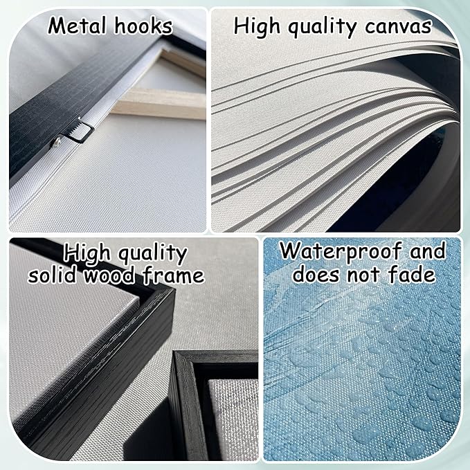 Large World Map Canvas Prints Wall Art for Living Room Office Green World Map Picture Artwork Decor for Home Decoration Black Framed Wall Art