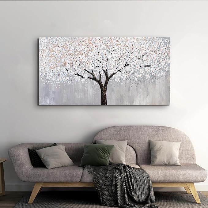 Canvas Wall Art Decor Artwork for Walls Black and White Wall Art Decor Tree of Life Wall Art for Living Room Vintage Tree Flower Wall Art Decorations Prints for Room Home Office Wall Decor 24"X48"