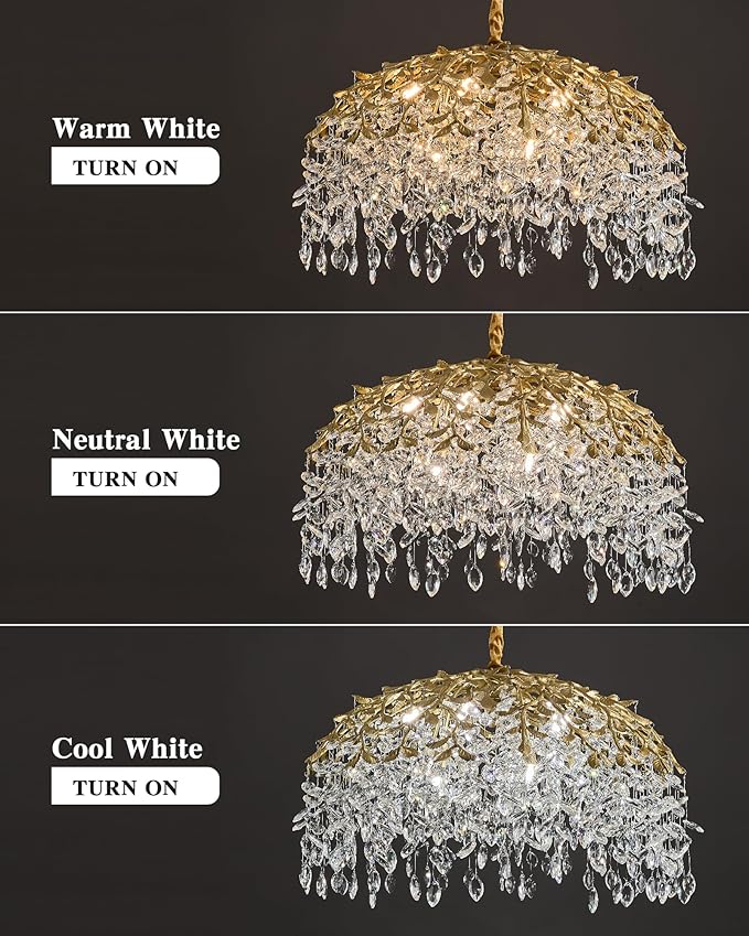 Modern Crystal Chandelier for Dining Room, 31.5" 10-Light Gold Tree Branch Chandeliers, Luxury K9 Crystal Rectangular Chandeliers for Kitchen Island Living Room