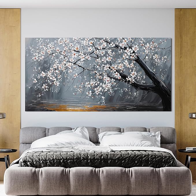 Large Canvas Wall Art Decor Modern Botanical Wall Art Prints Art Work For Flower Wall Decor 29"X 58" Artwork For Walls Black And White Floral Wall Art Pictures For Living Room Bedroom Office Decor