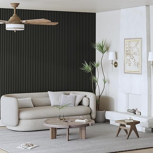 Casaphoria Acoustic Wall Panels, 2 PCS 47.2"x23.6", Wood Slat Wall Panels for Home Office & Accent Walls, Black