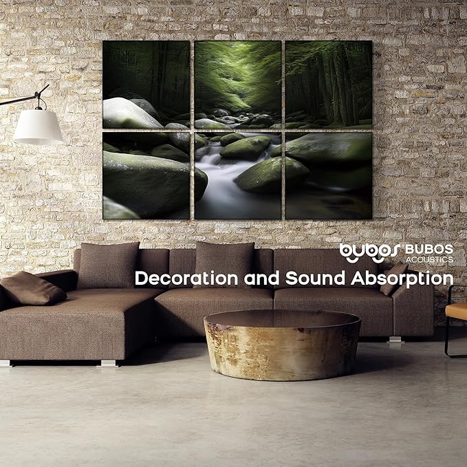 BUBOS 6 Pack Art Acoustic Panels Soundproof Wall Panel,70.8X47.2 Inches Large Sound Absorbing Panel,Self-Adhesive Decorative Acoustical Wall Panels, Acoustic Treatment for Home（Ancient Green）
