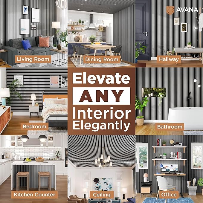 Avana Modern Acoustic Wood Wall Panels – 94.4 X 12.59 Inch Gray Oak Acoustic Panels 1 PC – Wall Panels For Interior Wall Decor For Homes, Offices, Studios – Sturdy And Durable Wood Panels For Wall