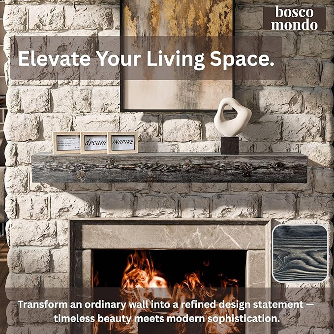 BoscoMondo Fireplace Mantel, Wall-Mounted 48 inch Floating Shelf for Wall, Tv Shelf, Rustic Shelf - 8x6x48 Jacobean