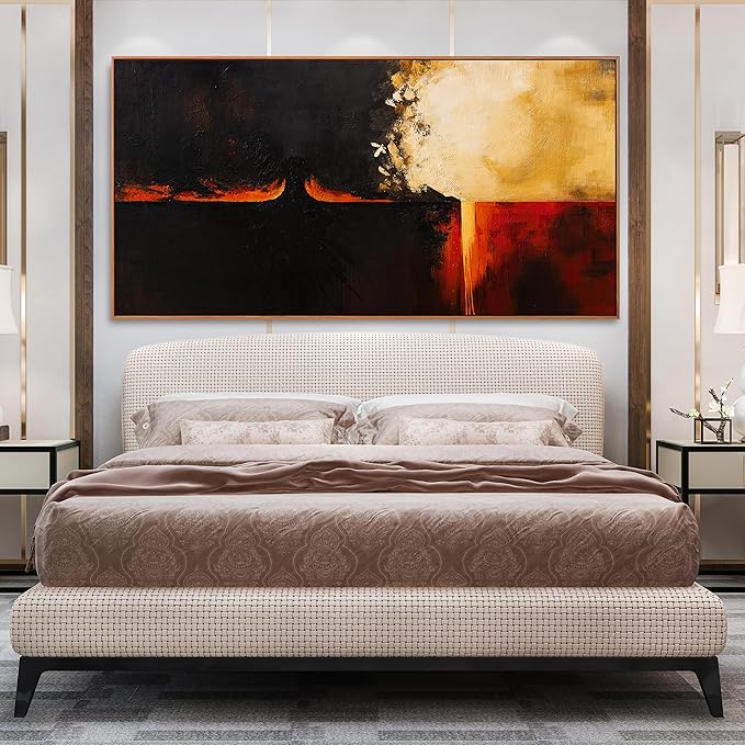Canvas Wall Art Decor Large Abstract Wall Art Prints Wall Pictures For Living Room Black Red Vintage Wall Art Decorations Abstract Canvas Art Wall Decor Bedroom Office Aesthetics Wall Art Decor 29" x 58"