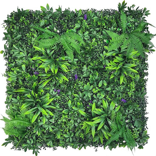 Artificial Greenery Wall Panels: 20''x 20'' 4P UV-Anti Faux Greennery Grass Wall Privacy Backdrop Fence Screen for Garden Fence Covering Privacy, Outdoor Indoor Home Decor