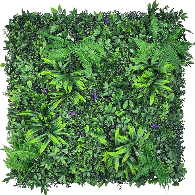 Artificial Greenery Wall Panels: 20''x 20'' 8P UV-Anti Faux Greennery Grass Wall Privacy Backdrop Fence Screen for Garden Fence Covering Privacy, Outdoor Indoor Home Decor