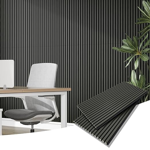 Casaphoria Acoustic Wall Panels, 2 PCS 47.2"x23.6", Wood Slat Wall Panels for Home Office & Accent Walls, Black
