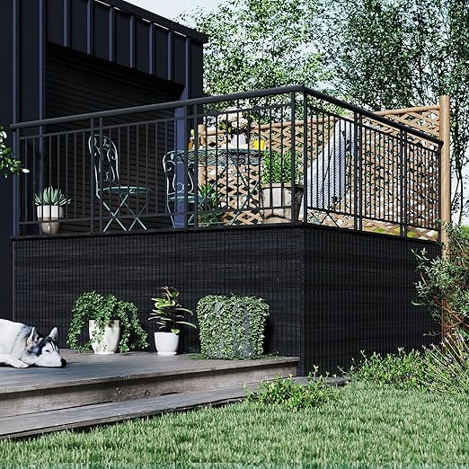 3D Faux Wood Wall Panels for Exterior – Waterproof WPC Decorative Siding Slat Covering, Outdoor UV 7.55 FT (L) x 0.53 FT(H) Resistant Wall Decor, Easy Install Design (Black, Pack of 5 Piece)