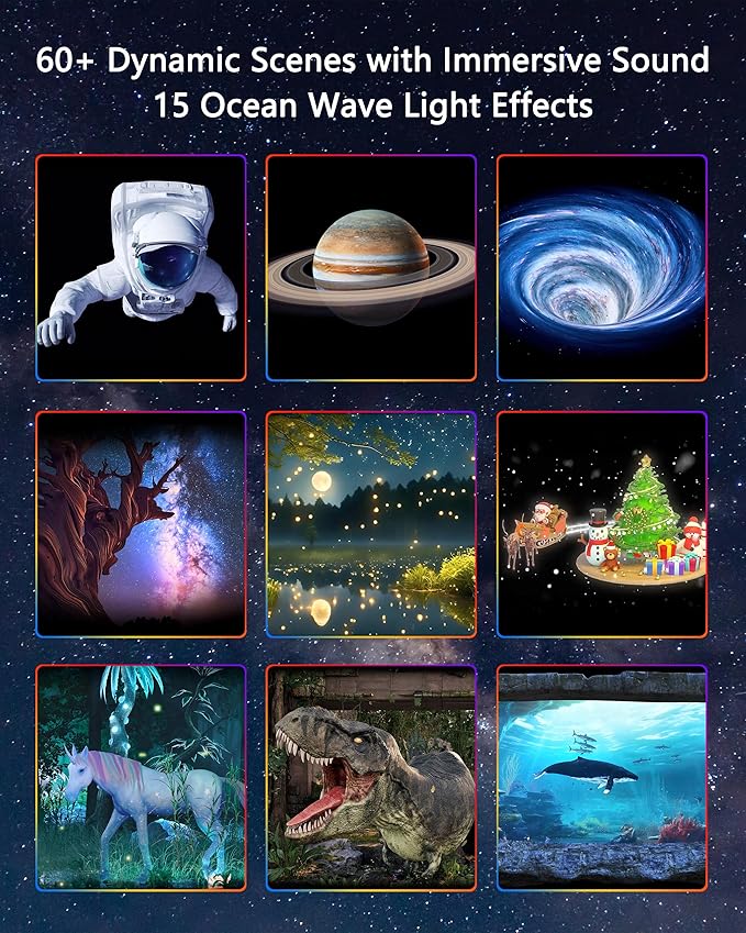 3D Galaxy Projector, Star Projector with 65+ Dynamic Scenes, HD Planetarium Projector Night Light with Bluetooth Speaker for Room, Gift for Kids Adults, Relaxing Ambiance