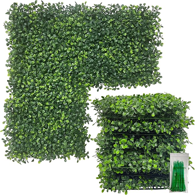 Bybeton Artificial Grass Backdrop Wall,10"x 10"(16Pcs) UV-Anti Boxwood Hedge Topiary Wall Panels for Indoor Outdoor Privacy Protected and Garden,Balcony,Privacy Fence Screen décor