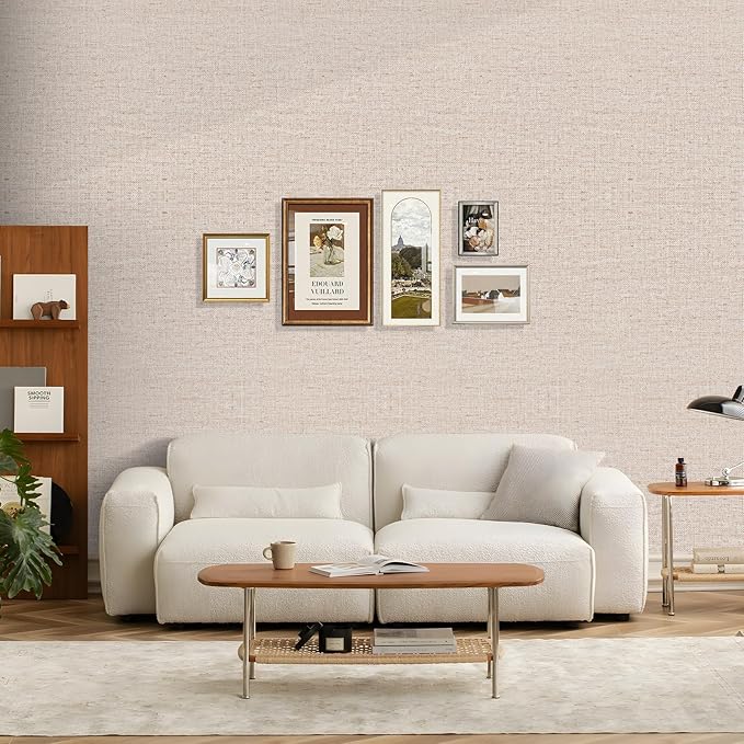 15.75"x393.7" Beige Wallpaper Peel and Stick Removable Grasscloth Textured Wall Paper Self Adhesive Cabinets Drawers Bookshelves Contact Paper Thickened Waterproof Shelf Vinyl Roll
