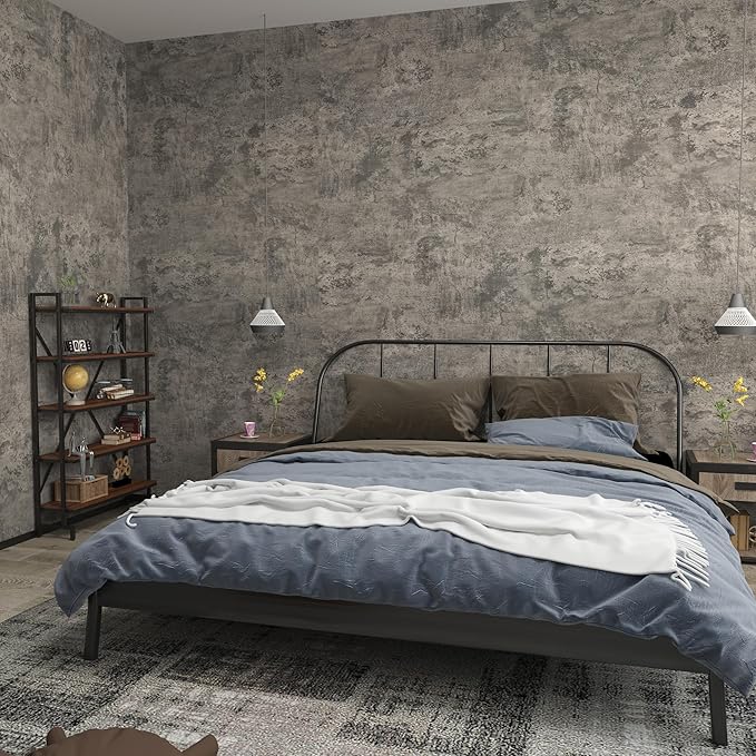 31"×591" Extra Large Size Wide Thick Light Brown Grey Concrete Wallpaper Peel and Stick 3D Industrial Gray Concrete Cement Contact Paper Vinyl Matte Textured Stickers for Bedroom Garage Walls
