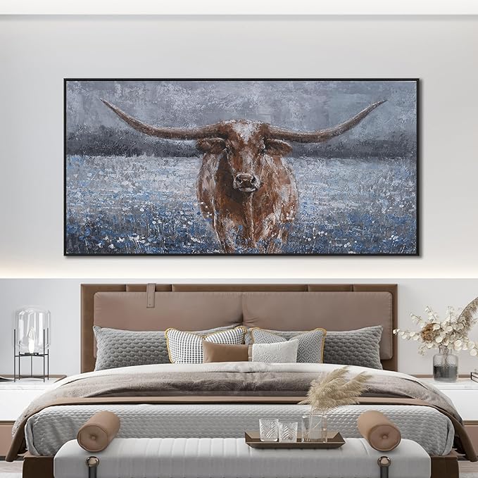 KUPTEU Canvas Oversized Wall Art Decor Large Wall Art For Living Room Framed Modern Wall Art Prints Canvas Art Wall Decor Highland Cow Artwork For Walls Bedroom Office Decor 29" x 58"