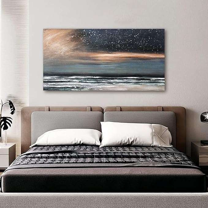 Canvas Wall Art Decor Artwork for Walls Coastal Beach Wall Art Decorations Canvas Modern Art Wall Decor Nature Starry Night Wall Art Prints Art Work for Home Office Kitchen Wall Decor 20"X40"