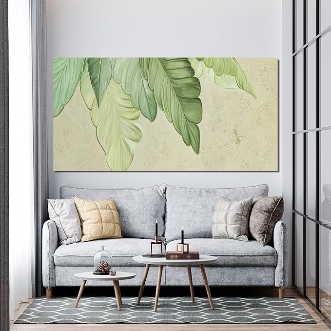 Canvas Wall Art Decor Large Modern Green Wall Art Prints Art Work for Wall Decor Wall Art Pictures for Living Room Boho Botanical Wall Art Decorations Artwork for Walls Bedroom Office Decor 24" X 48"