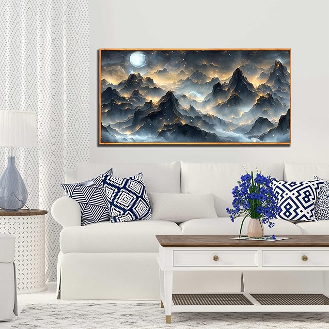 Large Wall Art Landscape Wall Paintings for Living Room Mountain Artwork Black Art 29"x 59" Nature Wall Decor Bird Posters for Home Office