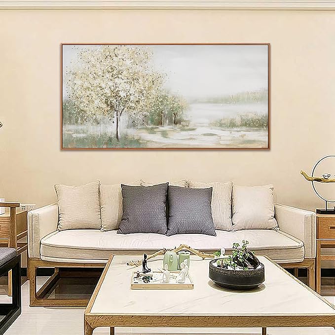 Canvas Wall Art Wall Decor Bedroom Pictures Decoration Spring Scene Nature Landscape Tree Plants Artwork Abstract Wall Art Large Size Modern Painting Framed Pictures For Living Room Home Kitchen Office 29" X 58"