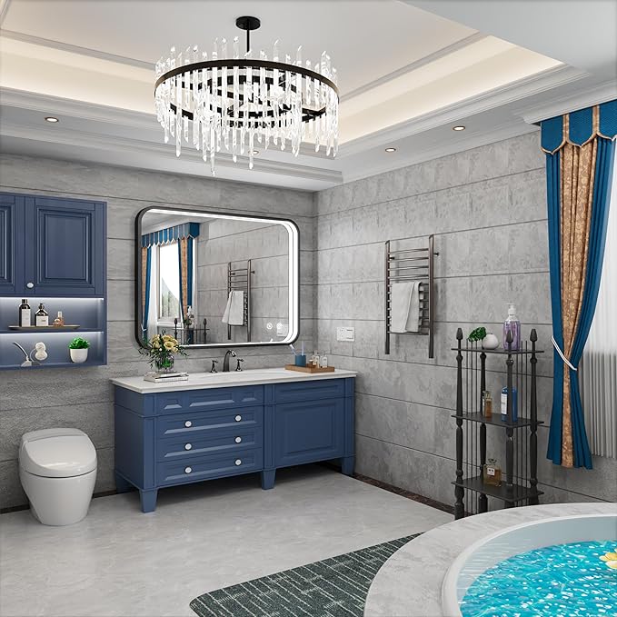 40x30 Inch Black LED Mirror Bathroom with Lights, 3000K/4500K/6000K, Wall Mounted Lighted Vanity Mirrors for Bathroom, Anti-Fog, Stepless Dimmable, Memory Funtion, Horizontal/Vertical