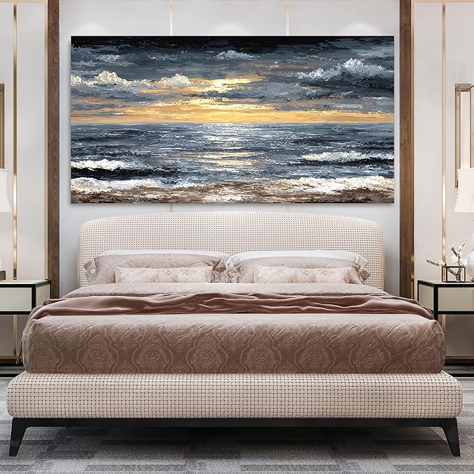 Canvas Oversized Wall Art Decor Modern Wall Art Pictures for Living Room Abstract Coastal Wall Art Prints Large Landscape Wall Art Decorations Abstract Canvas Art Wall Decor Home Office Decor 29"X58"