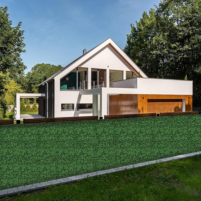 AOKIE 20"X20" Artificial Grass Wall, 24Pcs Boxwood Hedge Wall Panels UV-Anti Grass Backdrop Wall Decor, Greenery Privacy Hedge Screen for Indoor Outdoor Patio Balcony, Party Garden Fence Decor