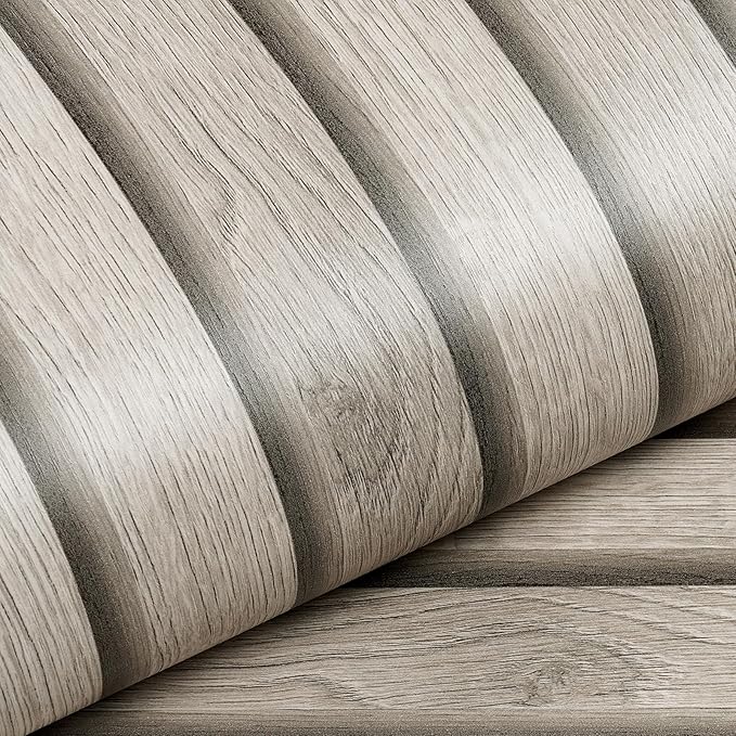 Livelynine 15.8x197 Wood Panel Wallpaper Peel and Stick Wood Panels for Walls Furniture Self Adhesive Contact Paper Roll Faux Wood Slat Wall Panel White Wall Panels Removable 3D Slat Wall Paneling